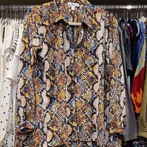 Brown and Yellow Snake Print Blouse